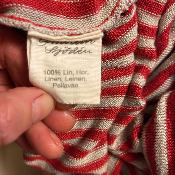 Gudrun Sjödén Striped Red and White Knit Dress 100% linen. - Picture 9 of 9